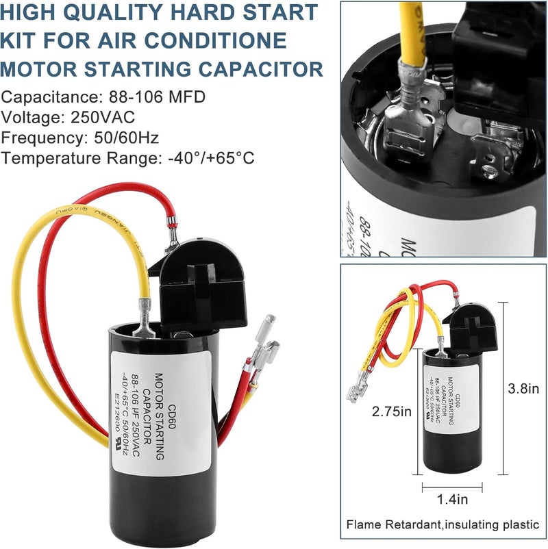Fetechmate 8333A9021 Air Conditioner Hard Start Kit Hard Start Capacitor kit 8333a9021 PKG 8335-9021-9333-9021 105620-10-70 Replacement AC Hard Start Kit-2 Pack - Image 3